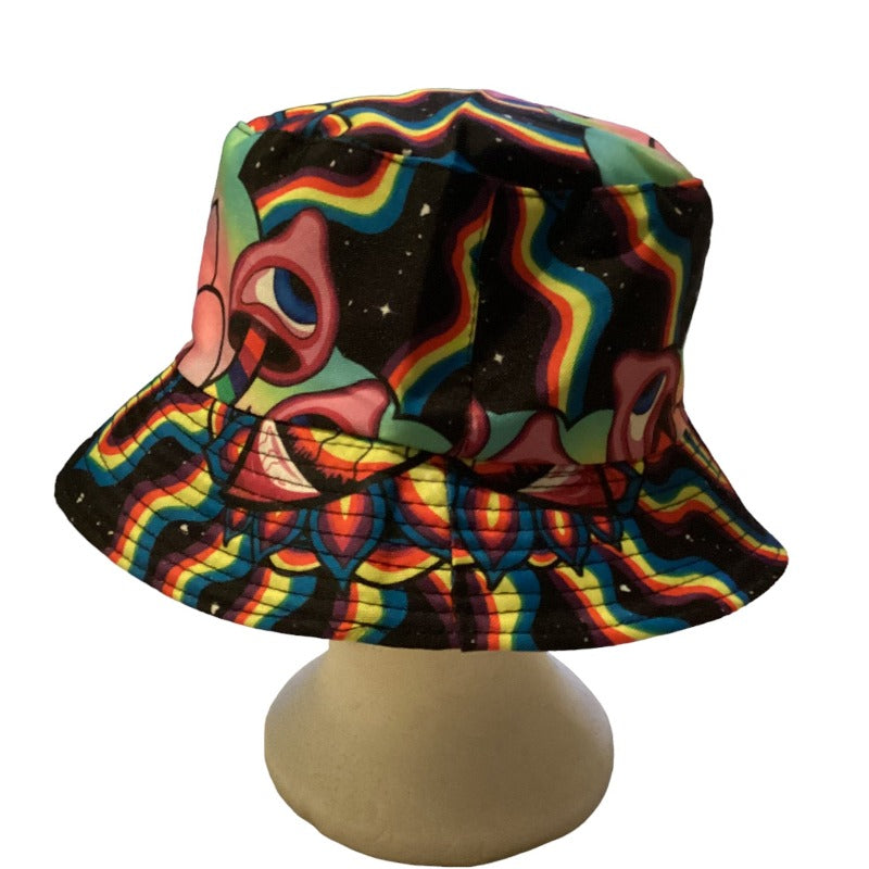 Funky Unisex Reversible Cotton Printed Mushroom Festival Party Sun Bucket Hat-Hand Picked Imports