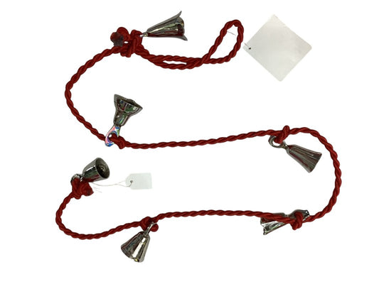 Red String with Six solid Silver Bells 100 cms Long-Hand Picked Imports