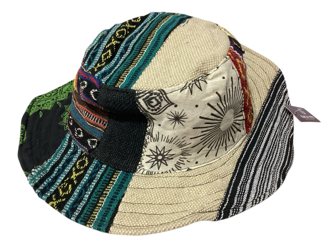 Patchwork Hemp & Cotton Unisex Hippie Hat Handmade in Nepal-Hand Picked Imports