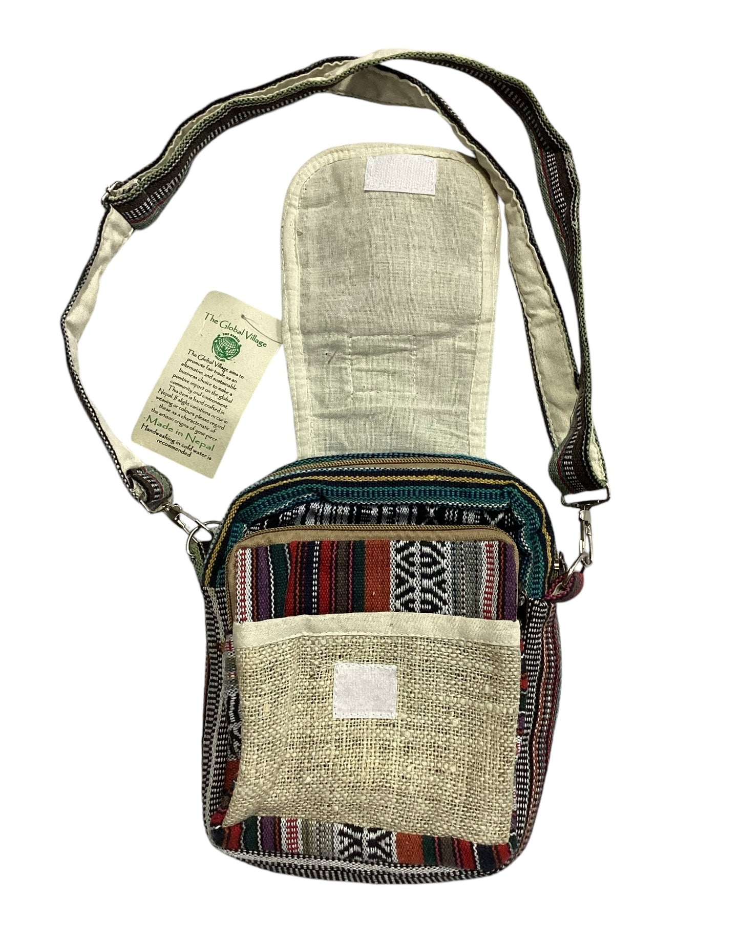 Unisex Festival Hemp Passport Bag Made In Nepal 17cm X 23cm-Hand Picked Imports