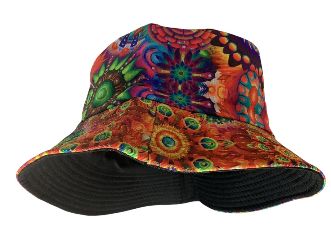 Funky Unisex Reversible Cotton Printed Trippy Festival Bucket Hat-Hand Picked Imports