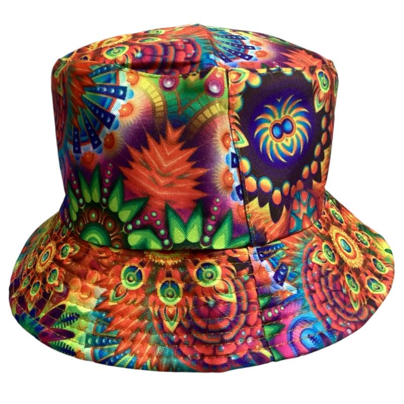 Funky Unisex Reversible Cotton Printed Trippy Festival Bucket Hat-Hand Picked Imports