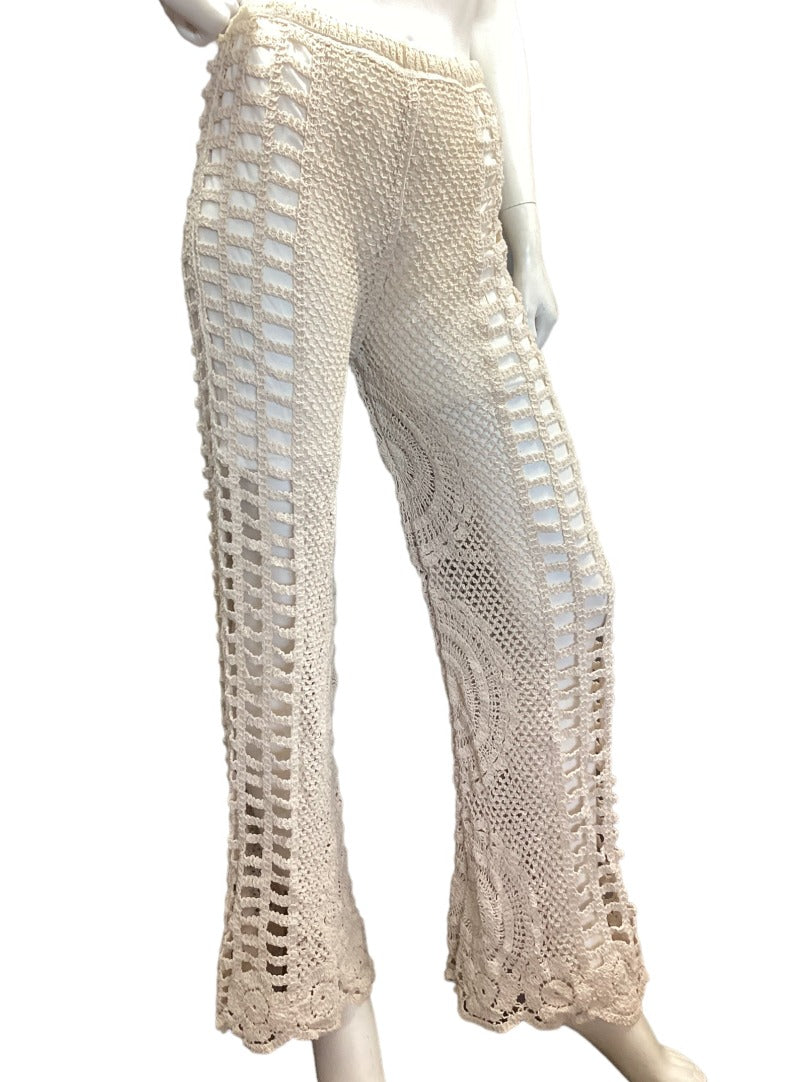 Ladies Long Cream Lace Pants Size 8 to 10-Hand Picked Imports