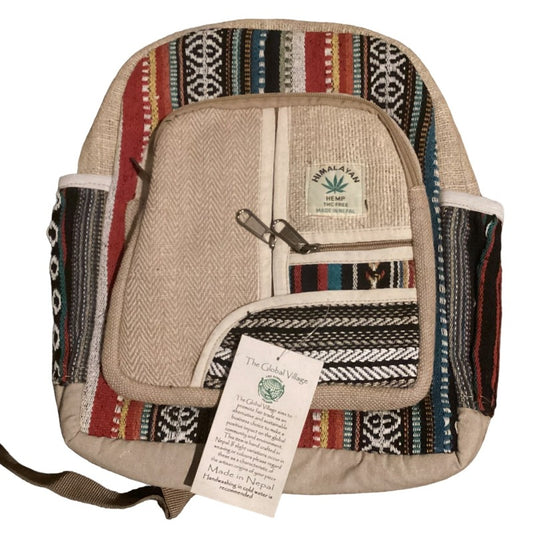 Medium Sized Unisex Hemp/Cotton Backpack-Hand Picked Imports