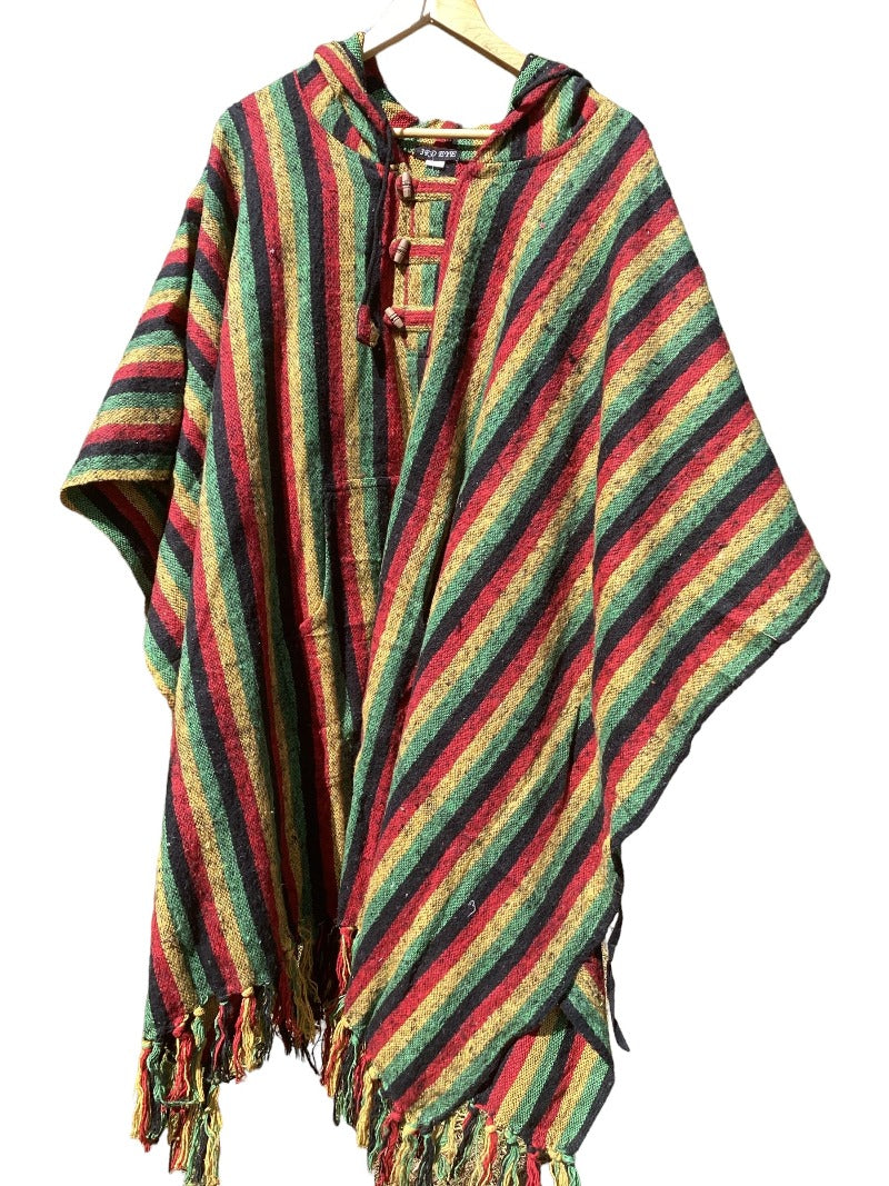 Unisex Winter Brushed Cotton Rasta Ponchos Free Size Made in Nepal-Hand Picked Imports
