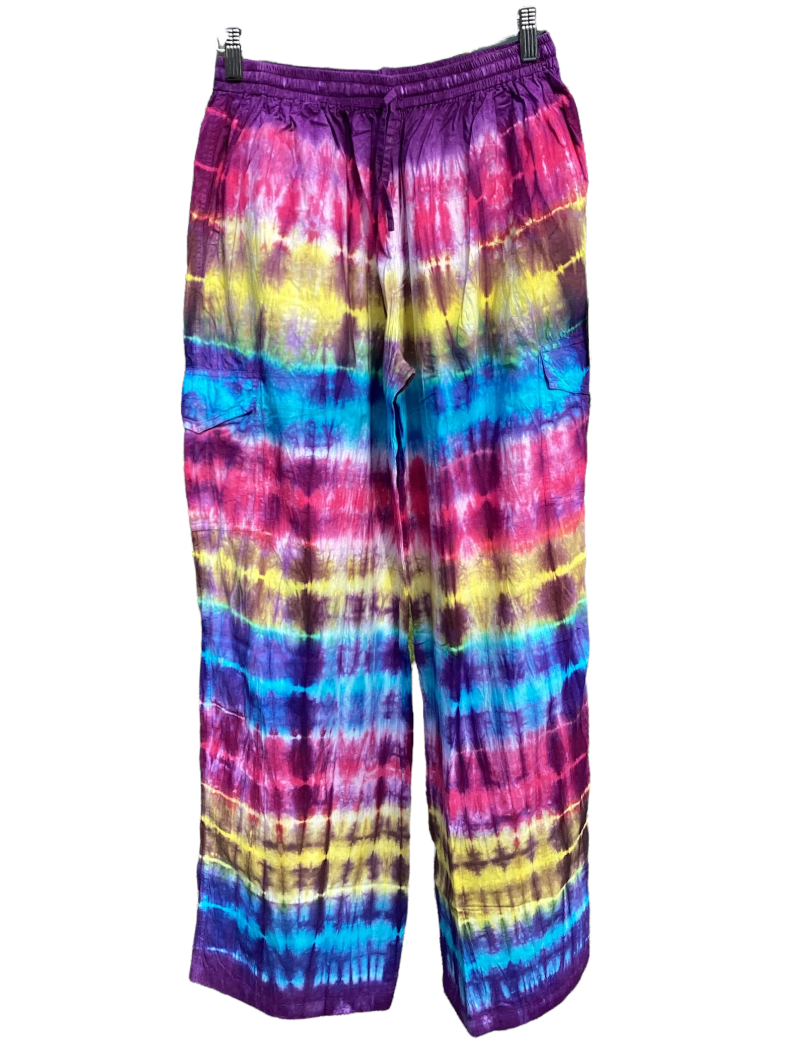 Unisex Tie-Dyed Colourful Cargo Pants Free Size-Hand Picked Imports