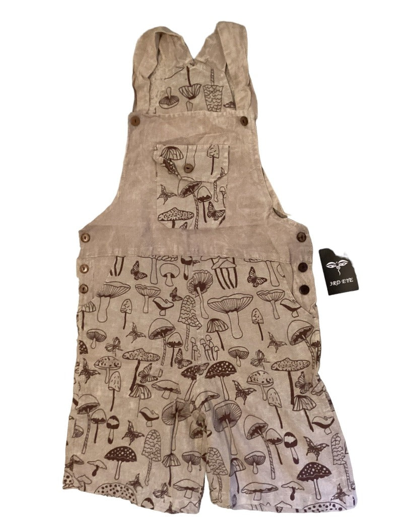 Short Mushroom Hippie festival Overalls from Nepal-Hand Picked Imports
