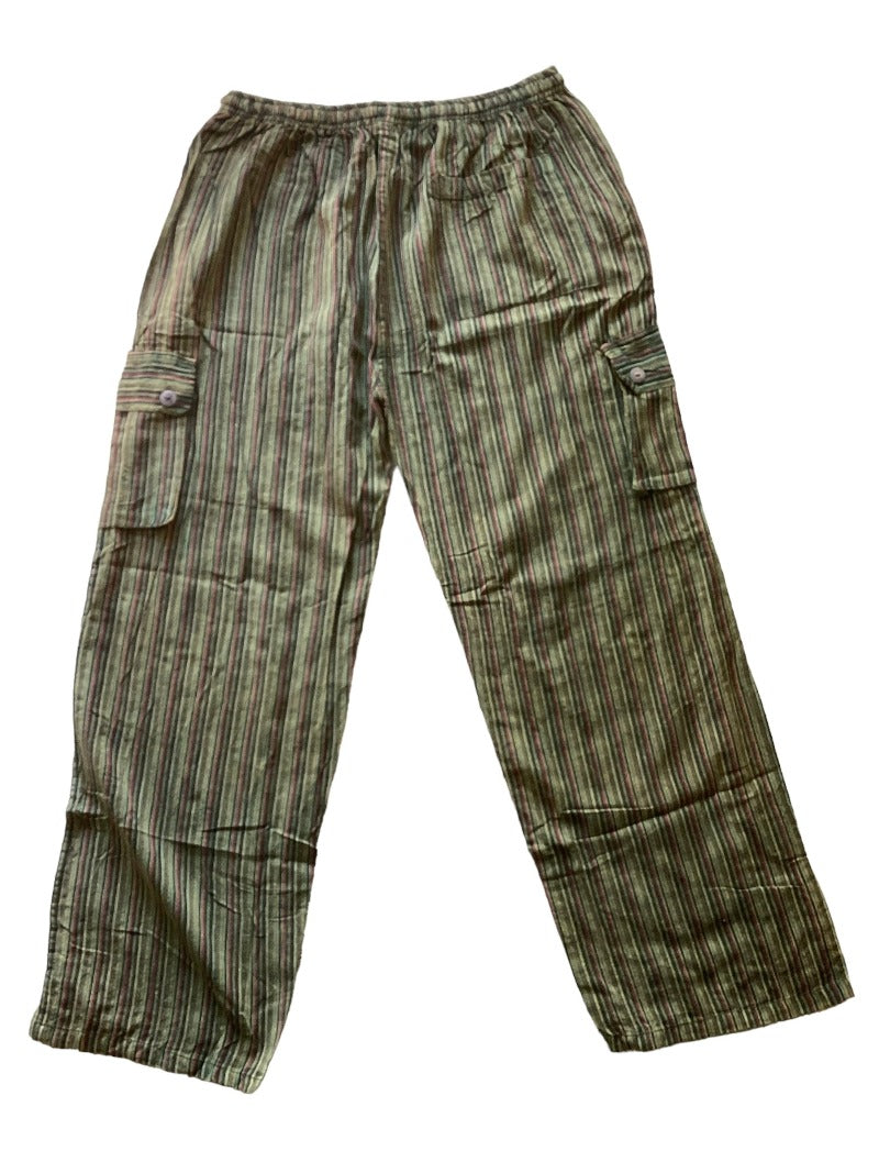 Men's/ Unisex BoHo Striped Cargo Pants Size XL-Hand Picked Imports