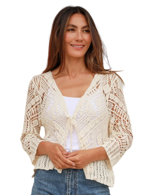 Ladies Cream Lace Top Size 8 to 12-Hand Picked Imports
