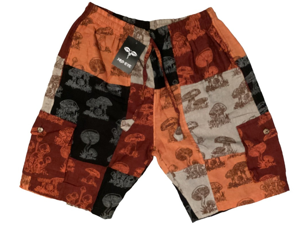 Men’s Unisex Patchwork Mushroom Shorts Sizes M, L, XL, & XXL-Hand Picked Imports