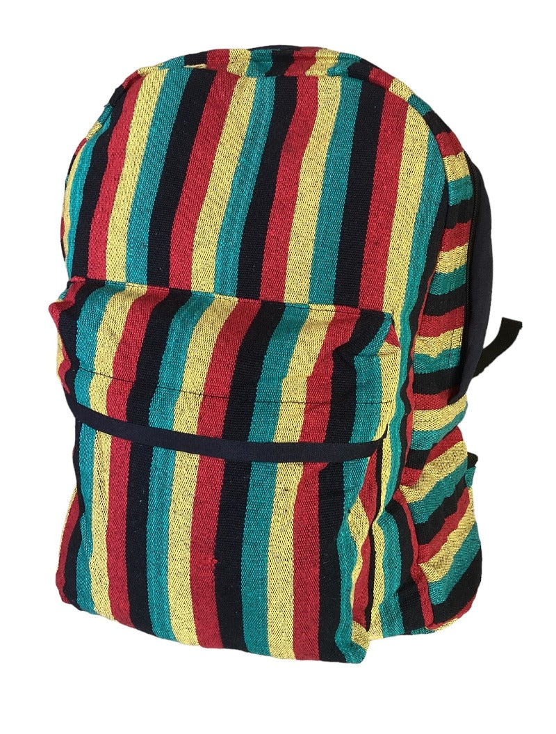 Large Rasta Unisex Cotton Backpack Made in Nepal-Hand Picked Imports