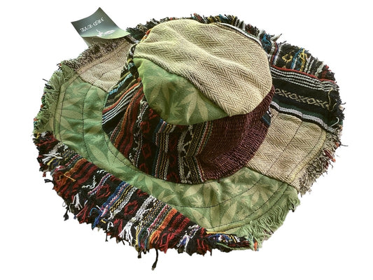 Patchwork Hemp & Cotton Unisex Hippie Hat Handmade in Nepal-Hand Picked Imports