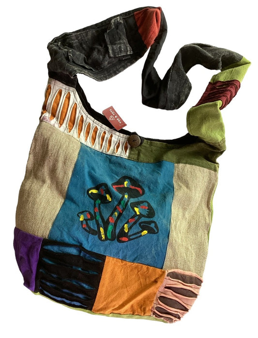 Patchwork Mushroom Hippie Bag Made in Nepal-Hand Picked Imports