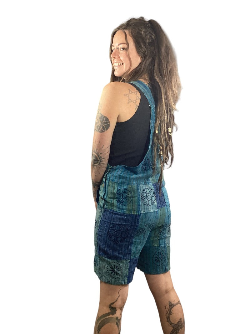 Short Patchwork Hippie festival Overalls from Nepal-Hand Picked Imports