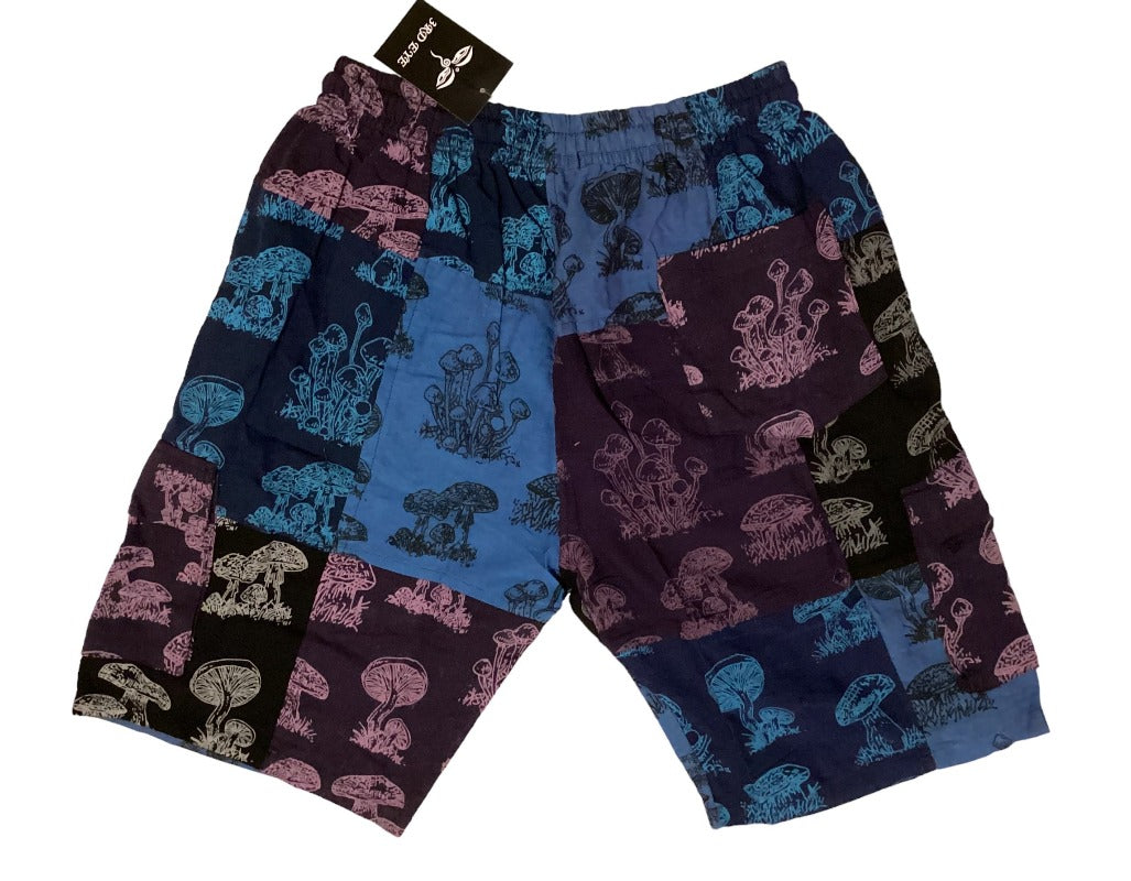 Men’s Unisex Patchwork Mushroom Shorts Sizes M, L, XL, & XXL-Hand Picked Imports