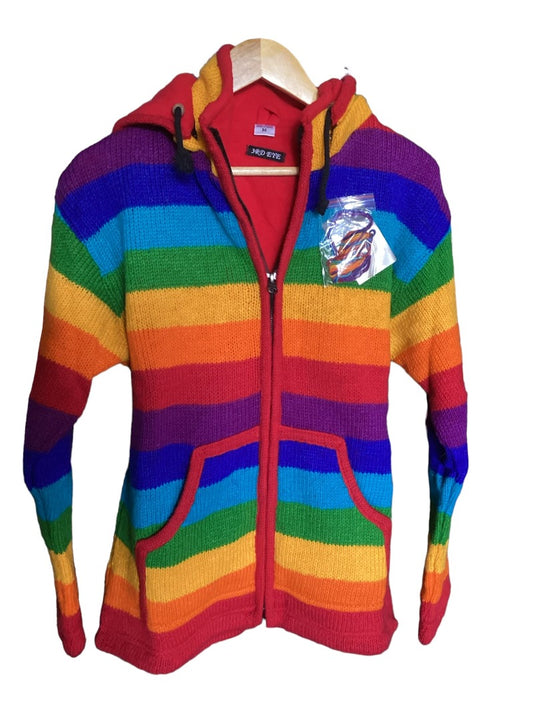 Lined Winter Rainbow Pure Woollen Jacket Size Medium Made in Nepal-Hand Picked Imports