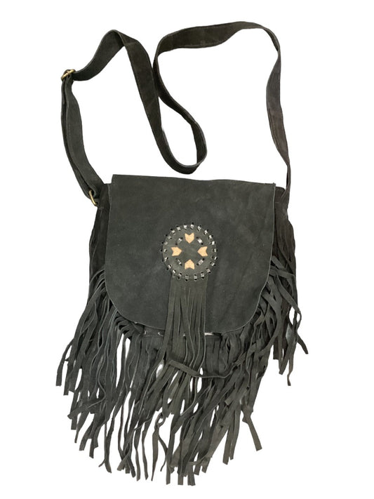 Leather Suede Hand Embroidered Bag Handcrafted in India-Hand Picked Imports