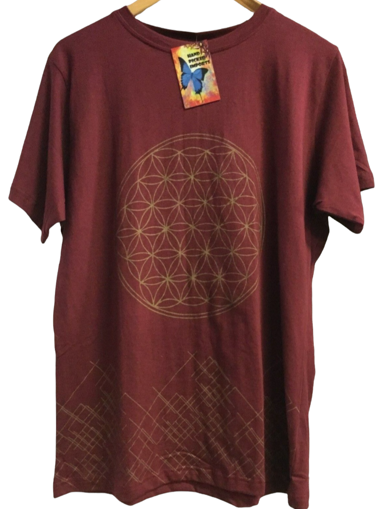 Men's Sacred Geometry Flower of Life Cotton BoHo T-shirt-Hand Picked Imports