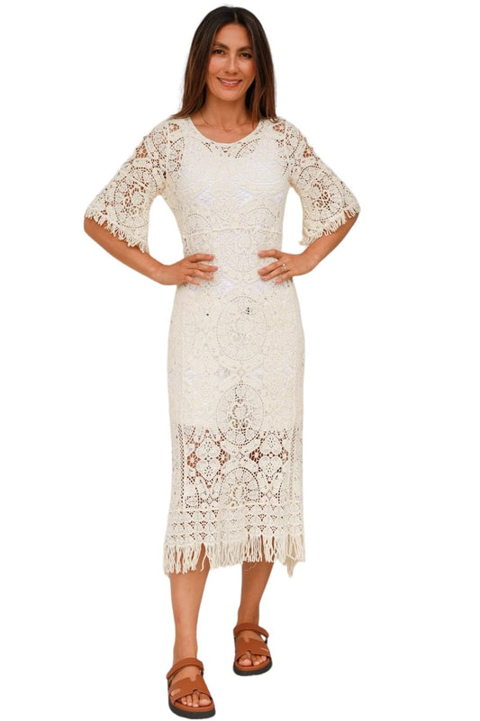 Ladies Cream Coloured Lace Dress Size 6 to 10 by Isabella-Hand Picked Imports