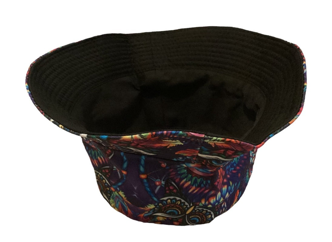 Funky Unisex Reversible Cotton Purple Owl Printed Festival Bucket Hat-Hand Picked Imports