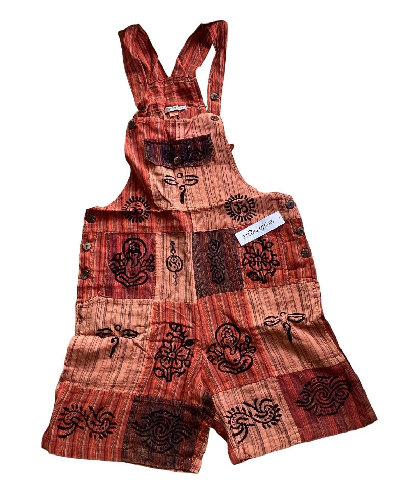 Short Patchwork Hippie festival Overalls from Nepal-Hand Picked Imports