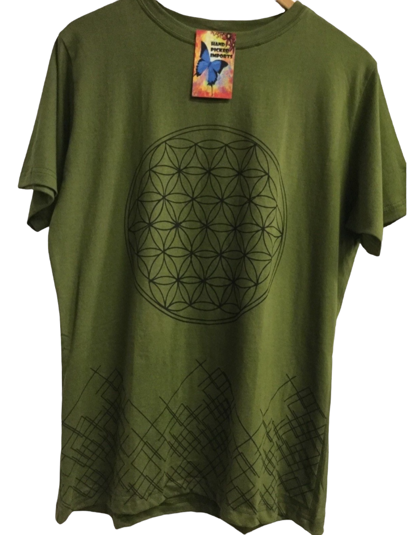 Men's Sacred Geometry Flower of Life Cotton BoHo T-shirt-Hand Picked Imports