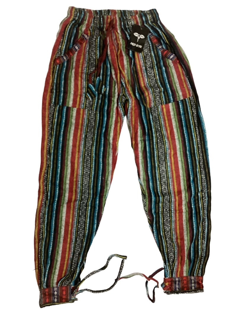 Men's/ Unisex Thick Winter Brushed Cotton Hippie Pants From Nepal Size S/M-Hand Picked Imports