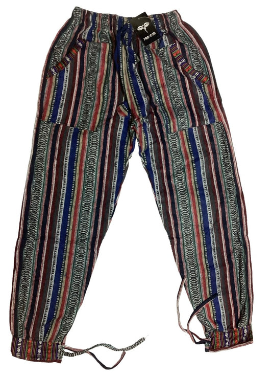 Men's/ Unisex Thick Winter Brushed Cotton Hippie Pants From Nepal Size S/M-Hand Picked Imports