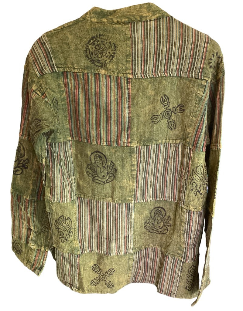 Men's Cotton Long sleeve Hippie Shirt Made in Nepal-Hand Picked Imports