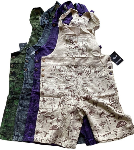 Short Mushroom Hippie festival Overalls from Nepal-Hand Picked Imports