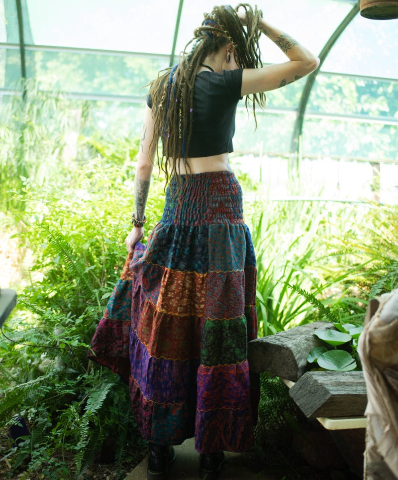 Ladies long Patchwork Hippie BoHo Festival Skirt Size 8 to 18-Hand Picked Imports