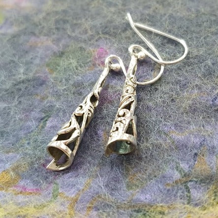 Sterling Silver Cone Shaped Drop Earrings-Hand Picked Imports