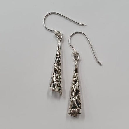 Sterling Silver Cone Shaped Drop Earrings-Hand Picked Imports