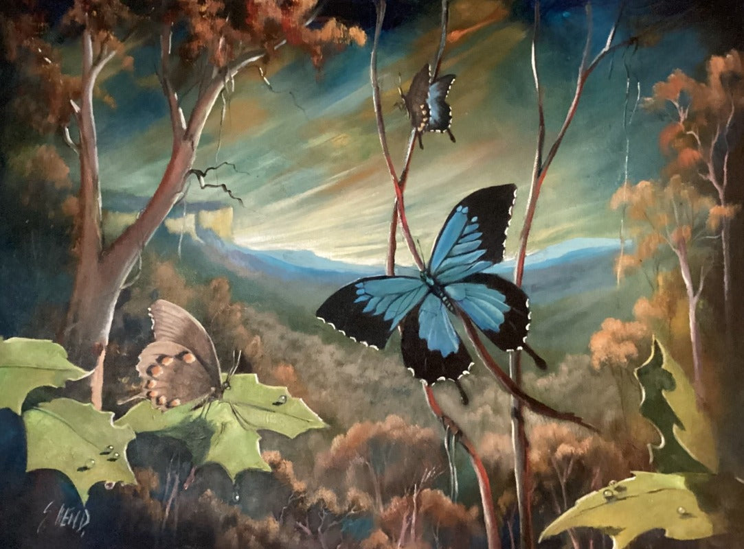 "Ulysses Butterfly" Mixed Medium Painting By Artist Susan Hend Russell-Hand Picked Imports
