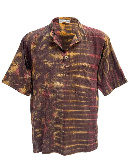 Men's Tie Dyed Short Sleeve BoHo Hippie Shirt Sizes S, M, L, X L. & 2XL-Hand Picked Imports