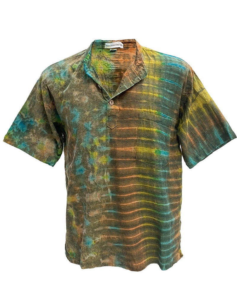 Men's Tie Dyed Short Sleeve BoHo Hippie Shirt-Hand Picked Imports