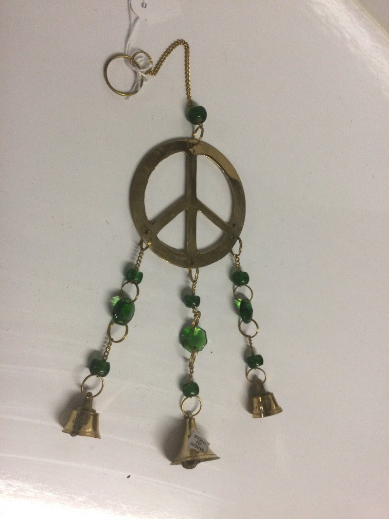 Small Peace Windchime with Green Beads-Hand Picked Imports