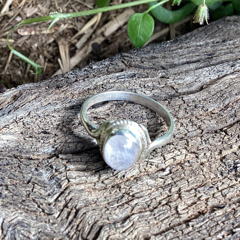 Sterling Silver Moonstone Ring Size 6.5-Hand Picked Imports