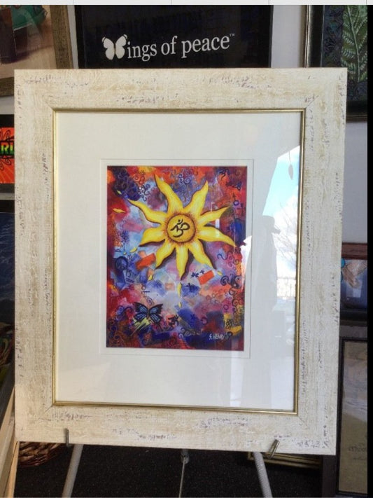 Original OM Hippie Painting Framed Size 59 x 51 cm Acrylic on Paper-Hand Picked Imports