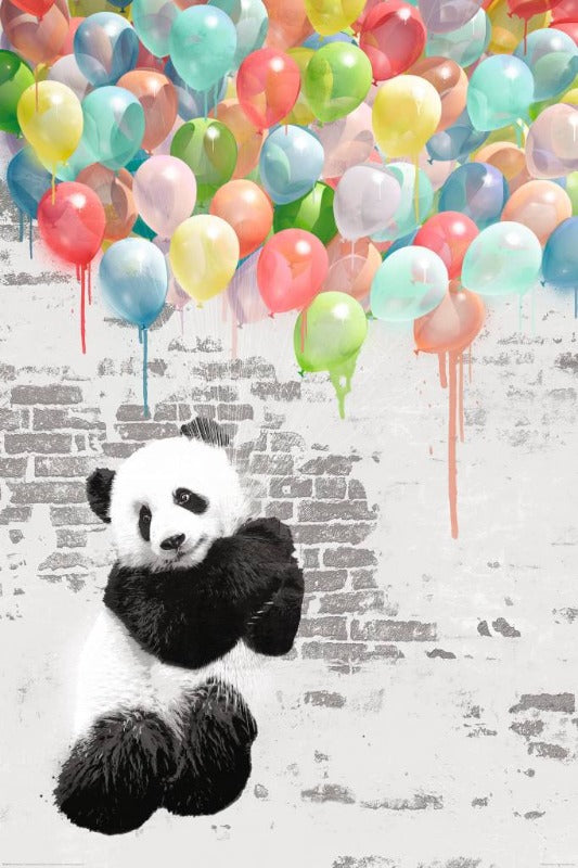 Panda with Balloons Poster 60.5 X 91 cm-Hand Picked Imports