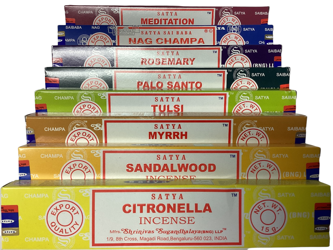 8 varieties of Satya Incense Sticks including Nag Champa-Hand Picked Imports