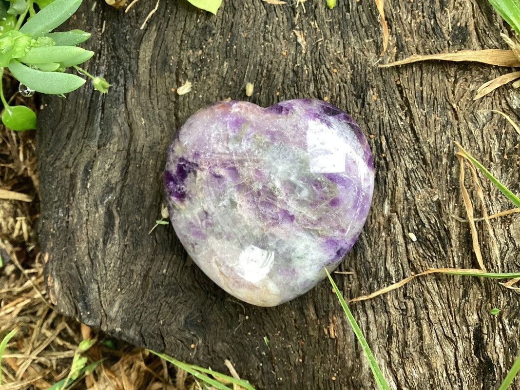 50 mm Amethyst Puffy Crystal Heart-Hand Picked Imports