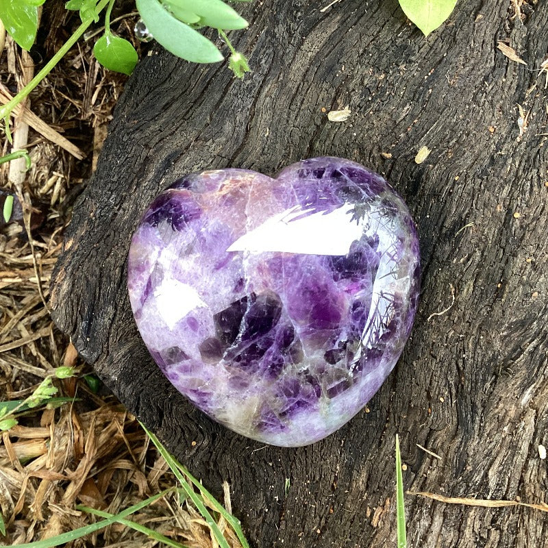 50 mm Amethyst Puffy Crystal Heart-Hand Picked Imports