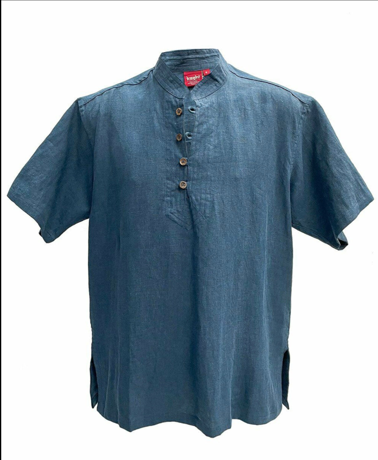 Men's / Unisex Blue Short Sleeve Hemp Shirt L, XL, XXL-Hand Picked Imports