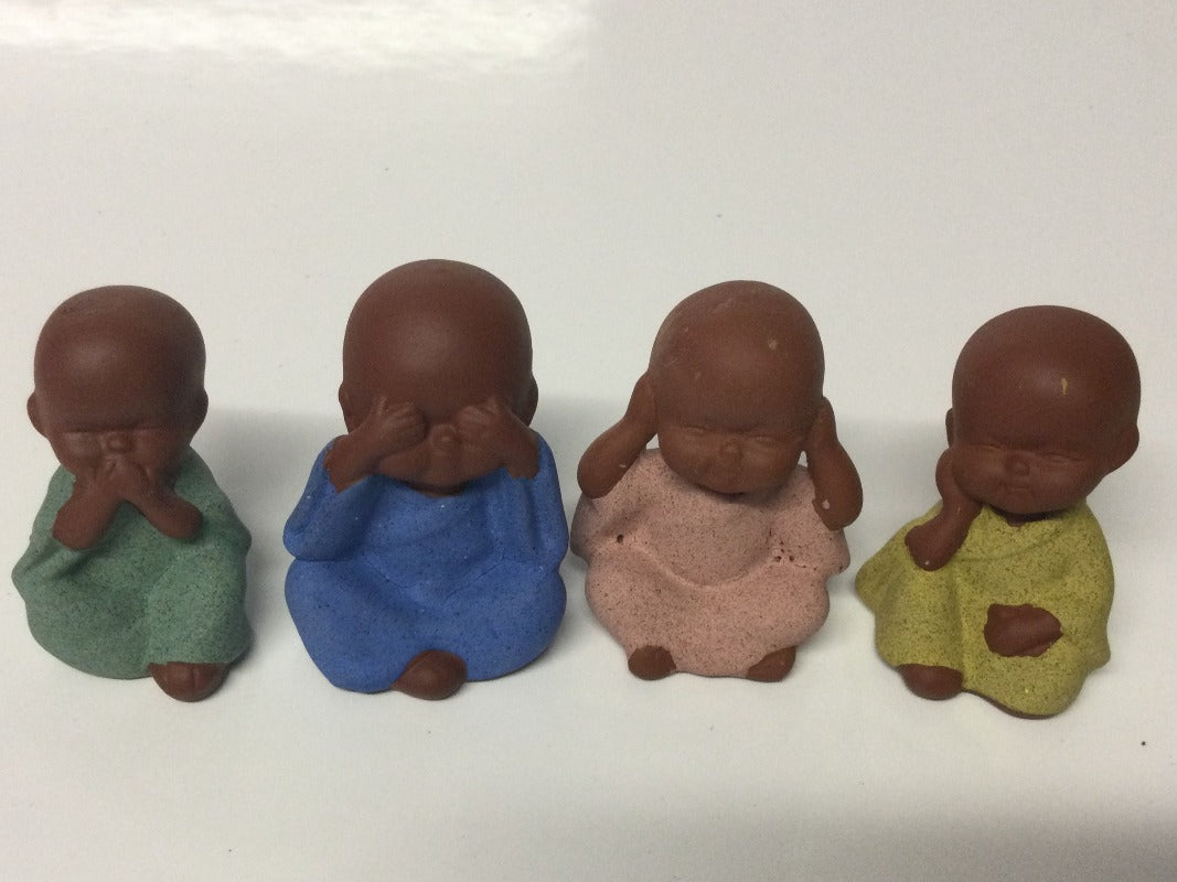 Set of Four Miniature Baby Monk Statues Each 4cm high-Hand Picked Imports