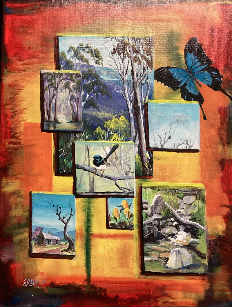 "Collage of the Landscape" Painting By Artist Susan Hend-Hand Picked Imports