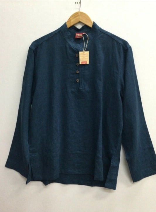 Men's/ Unisex Long Sleeve Blue Hemp Shirt S,M,L, XXL-Hand Picked Imports